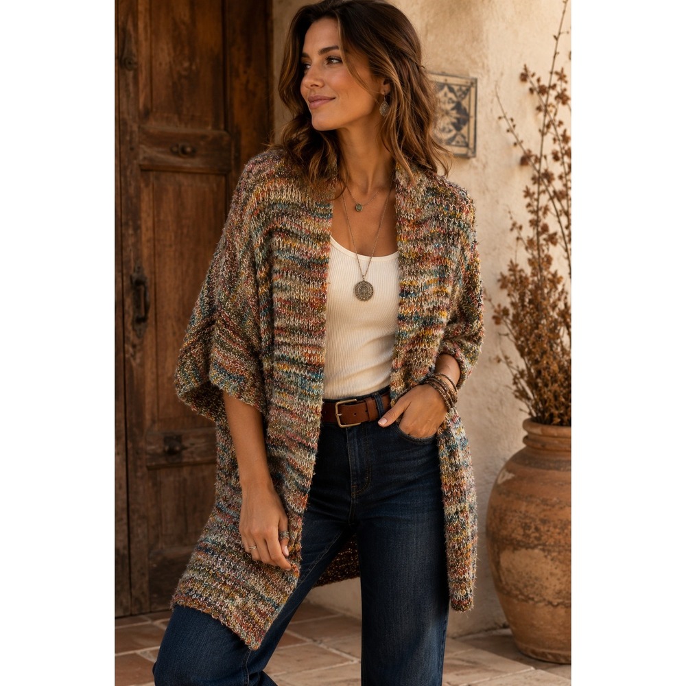 Peruvian Connection Multicolor Alpaca-Style Cocoon Cardigan M/L